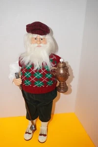 Golfista Papá Noel vintage con trofeo de clase mundial 17" - Imagen 1 de 10