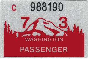 1973 WASHINGTON Vinyl Sticker Decal -CAR/Passenger License Plate Reg.TAB TAG-New - Picture 1 of 3