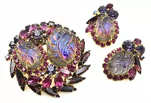Verified Juliana DE Delizza Elster Book Piece Pink Carved Brooch Set - Picture 1 of 10