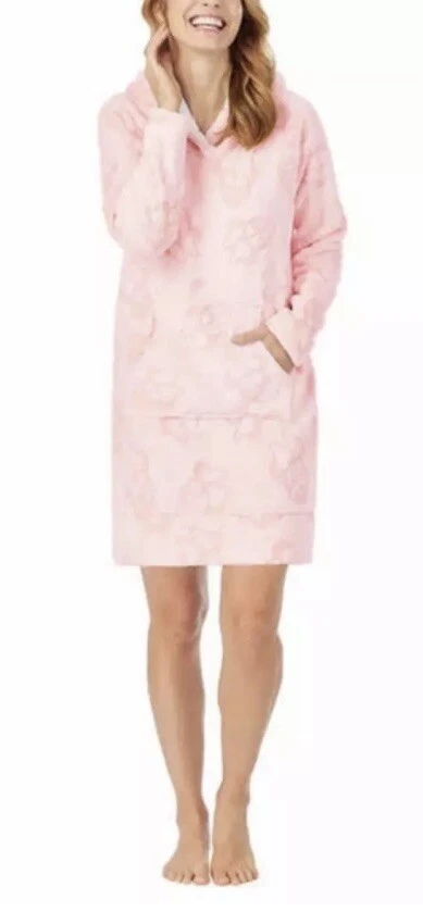 Disney Womens Fleece Minnie Mouse Lounger With Sherpa Hood Pink Medium