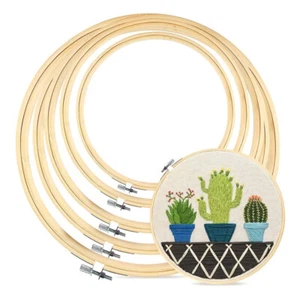 Wooden Frame Hoop Ring Embroidery Cross Stitch Sewing DIY Accessories Set 5Pcs - Picture 1 of 8
