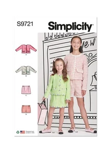 SIMPLICITY 9721 CHILD'S GIRLS JACKET SHIRT SHORTS Sewing Pattern Size 3-6 7-14 - Picture 1 of 11