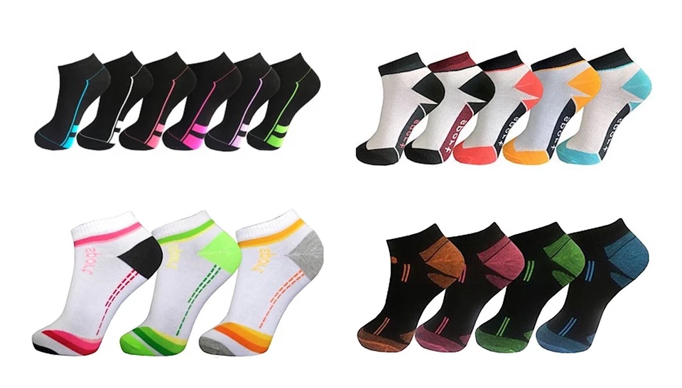 Sneaker Socken Füsslinge Baumwolle Bunt weiß Damen Mädchen Gr. 35-38, 39-42