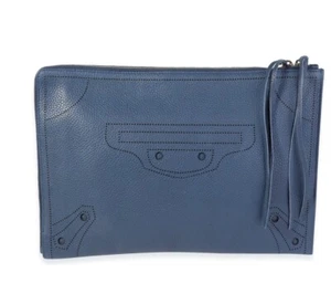 Bolso/Bolso de mano Balanciaga Blackout cuero de becerro granulado azul hecho en Italia nuevo con etiquetas - Imagen 1 de 10