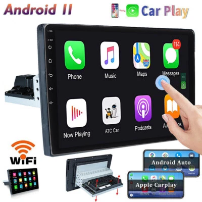Single 1 Din Android 11 Car Stereo Radio 10.1'' GPS WIFI BT Carplay Touch Screen - Image 1 of 4