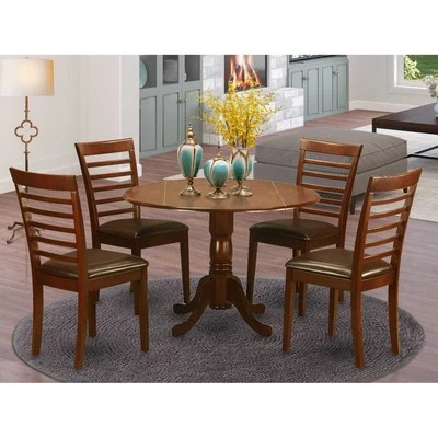 East West Furniture DLML5-SBR-W 5 Piece Kitchen Table & Chairs Set Includes a Ro - Image 1 of 4