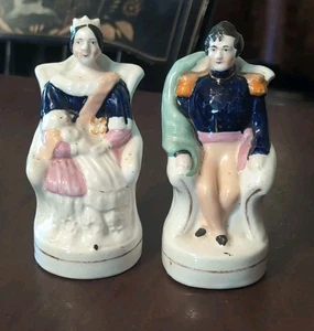 Queen Victoria & Prince Albert Antique Staffordshire Pottery Figures 19th C - Picture 1 of 14