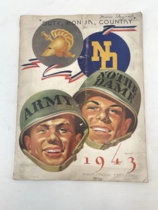 VINTAGE 1943 Army vs Notre Dame at Yankee Stadium College Football Program RARE - Picture 1 of 12