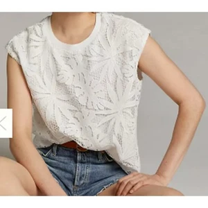 Corey Lynn Calter Anthropologie weiße Spitze Tina Bluse Gr. L - Bild 1 von 4