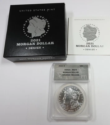 2021 D Denver ANACS MS70 - Silver Morgan Dollar $1 US Coin #56943C - Image 1 of 4