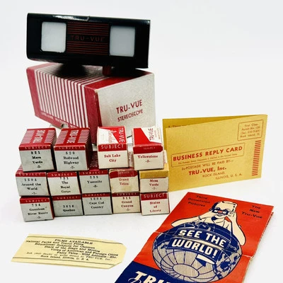 Vintage Tru Vue Stereoscope  Viewer w/ Box, Instructions & 14 Film Strips Films - Image 1 of 4