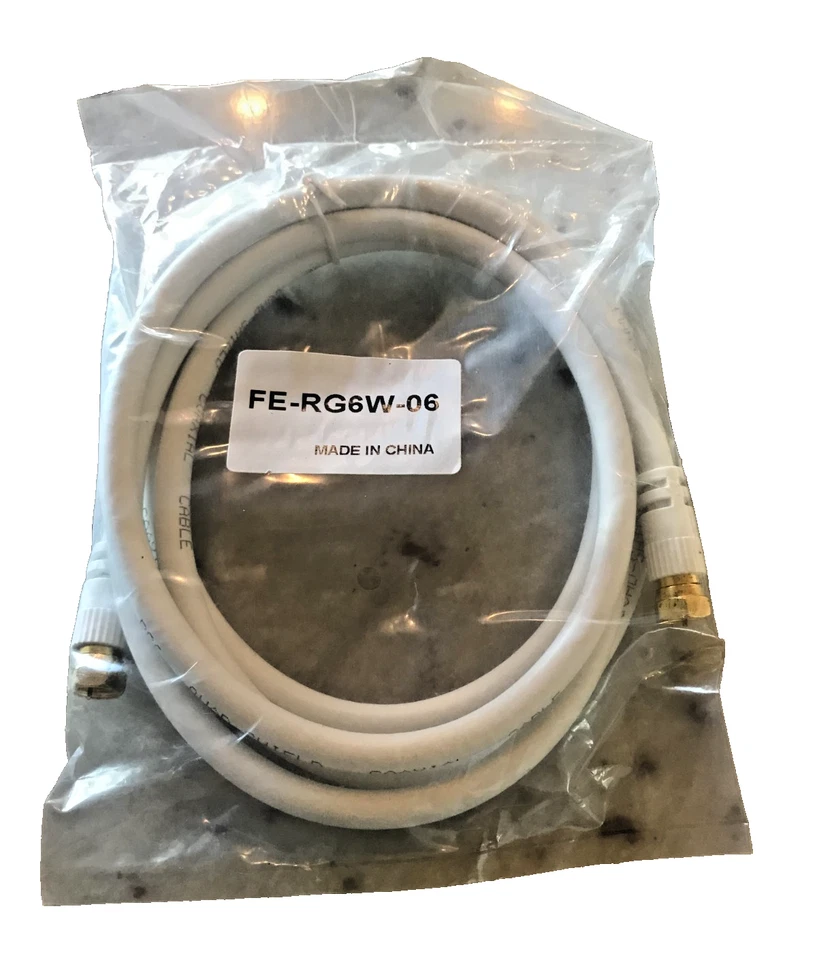 RG6 DUAL QUAD Shield Coaxial Cable for TV Antenna Satellite Coax 6FT - Image 1 of 1