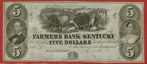 FARMERS BANK OF KENTUCKY 2. 10. 1859 $5 SOMERSET BRANCH EXCELLENT COUNTERFEIT XF - Picture 1 of 2
