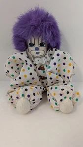 Camiseta Q Payaso Muñeca Estante Cuidador 8" Hecho a Mano Lunares Conjunto Pelo Púrpura Piel 1987 - Imagen 1 de 7