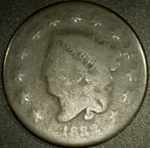 Cabeza de corona 1832 letras grandes - centavo grande - envío gratuito - Imagen 1 de 2
