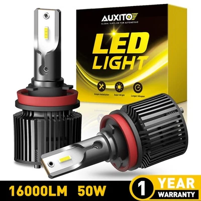 Pair AUXITO H8/H9/H11 LED Headlight Bulbs 6000K White Light High Bright Headlamp - Image 1 of 4