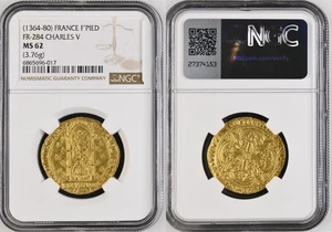 France - Charles V - Franc à pied - NGC MS62 - Imagen 1 de 1