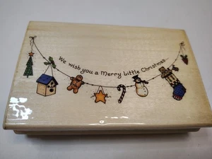 Christmas Rubber Stamp We Wish You A Merry Little Christmas J25045 Uptown Rubber - Picture 1 of 4