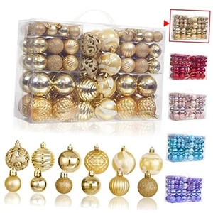100Pcs Christmas Ball Ornaments Set, Assorted Shatterproof Christmas Tree  - Picture 1 of 7