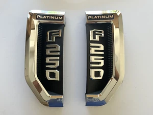 2017-2022 FORD FENDER PLATINUM F250 NAMEPLATE SIDE BADGES (L/R) PAIR - Picture 1 of 4