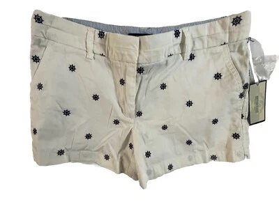 Pantalones Cortos Para Mujer Caqui Británico 6 Blanco Barco Rueda Barco Vela Náutico Elástico Foto 1 de 4