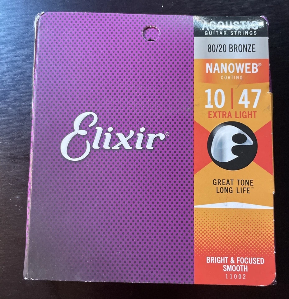 Elixir 80/20 Bronze Nanoweb Acoustic Guitar Strings .010-.047 Extra Light 11002 - Image 1 of 2
