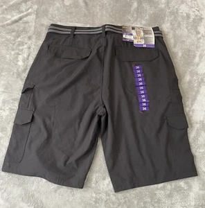 Iron Co Hybrid Cargo Shorts Mens 36 Black Belted Performance Stretch NEW - Picture 1 of 12