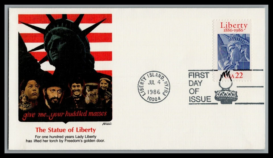 US FDC # 2224 22c Statue of Liberty Fleetwood  flag 1986, 9c799 - Image 1 of 1
