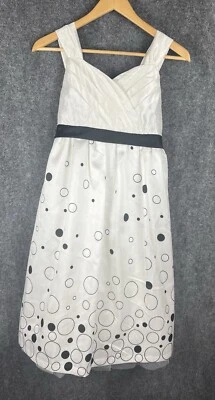 Bonnie Jean, Girls Size 14, White Dress With Black Circles And Sash - Image 1 of 4