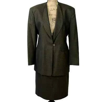 Christian Dior Mujer De Colección Un Botón Lana Falda Traje Chaqueta (12) Falda (14) EE. UU. Foto 1 de 4