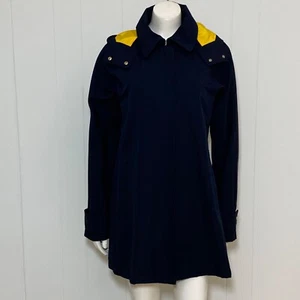 Vince Camuto Trench Coat Women's M Navy Removable Hood Full Zip Snap Jacket - Picture 1 of 12