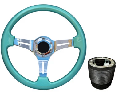 Volante TS cromado verde como nuevo + kit Boss para PROTON 018 - Imagen 1 de 4