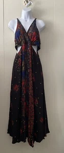 Free People Size Small Feelin' Good Midi Dress Black Combo EUC - Picture 1 of 12