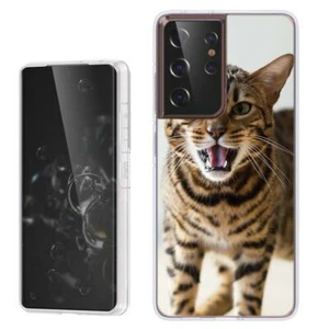 (Feisty Kitty)Rugged TPU phone case cover(Clear)for Samsung Galaxy S21 Ultra 5G - Picture 1 of 8