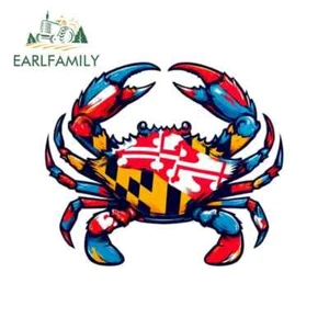EARLFAMILY 5.1" Maryland Blue Crab And Flag Car Stickers Bumper Waterproof Decal - Picture 1 of 4