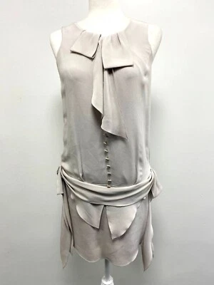 Nina Ricci Women silk drop waist grey dress lagenlook Size 32 Italy A000148 - Image 1 of 4