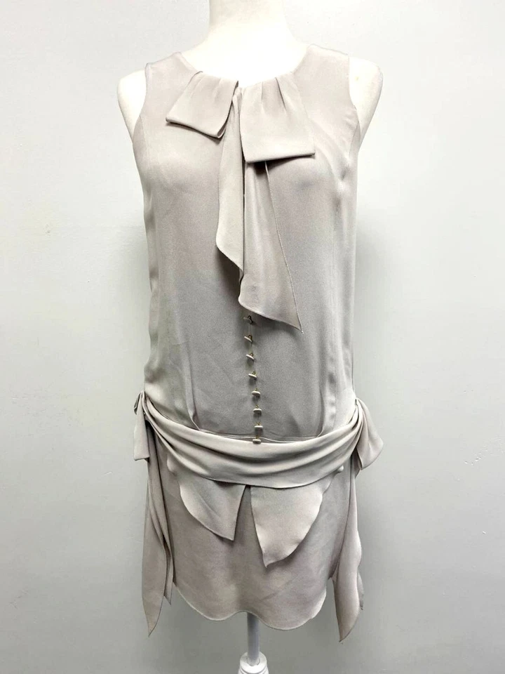 Nina Ricci Women silk drop waist grey dress lagenlook Size 32 Italy A000148 - Image 1 of 4