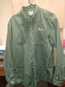 vintage LL Bean Shirt Mens Large Reg Button Up Green Peak Energy Hit - Picture 1 of 4