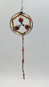Antico gablonzer vittoriano perline ceche ornamento natalizio cerchio acchiappasogni - Foto 1 di 8