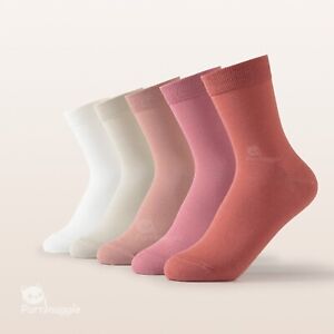 5 Pairs Women's Crew Sock Solid Color Lightweight Girl's Mid Calf Cotton Socks