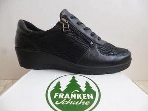 Franken Schuhe Damen Slipper Sneaker Sneakers Halbschuhe Leder schwarz 2121 - Picture 1 of 8