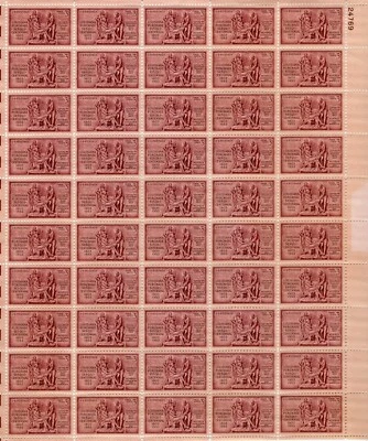 US #1020 1953 3c Louisiana Purchase Full sheet of 50 PB MNH ST3533 - Image 1 of 4