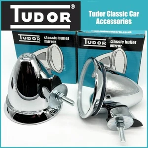 Pair Bullet Torpedo Racing Mirrors Chrome Single Bolt Convex MG, Mini, Triumph - Picture 1 of 3