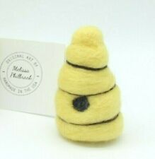 1 Primitive Bee Hive Skep Bowl Filler Ornie Needle Felted Wool Melissa Philbrook