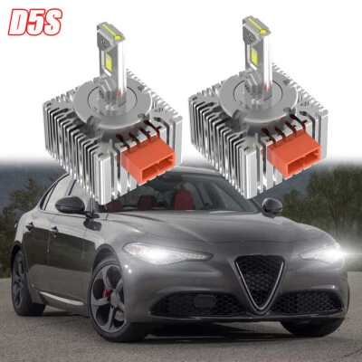 2PCS D5S LED Headlight Bulbs High Low Beam for Alfa Romeo Giulia 2017-2021 2022 - Image 1 of 4