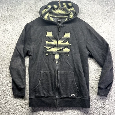 Zoo York Teens Size L 14-16 Hoodie Black Green Yellow Center Logo Full Zip - Image 1 of 4