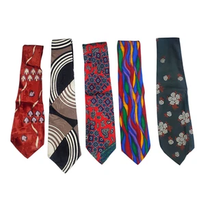 5/lotto cravatta collo vintage funky astratta geometrica floreale verde arcobaleno rosso marrone - Foto 1 di 11