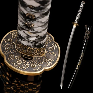 Japanese Samurai Katana Sword Full Tang Sharp Blade Clay Tempered T10 Steel - Picture 1 of 13