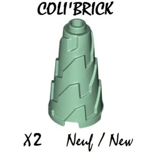 Lego 28598 - 2x Pointe Toit Foreuse Cone 2x2x3 Jagged Step Drill Sand Green Neuf - Imagen 1 de 1
