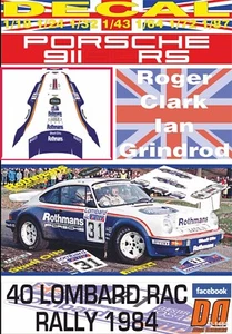DECAL PORSCHE 911 SC RS R.CLARK RAC R. 1984 11th (06) - Picture 1 of 1